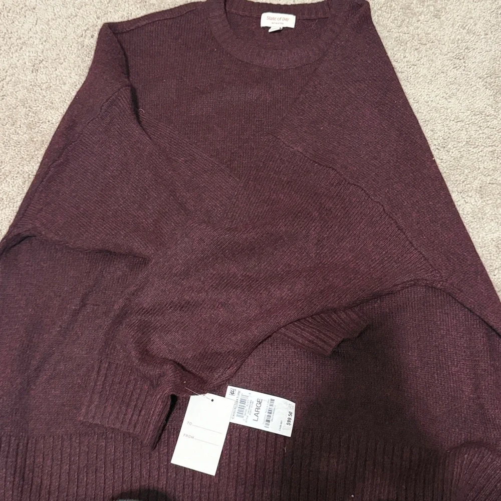 NWT Women's  State of Day burgundy Knit Lounge Set